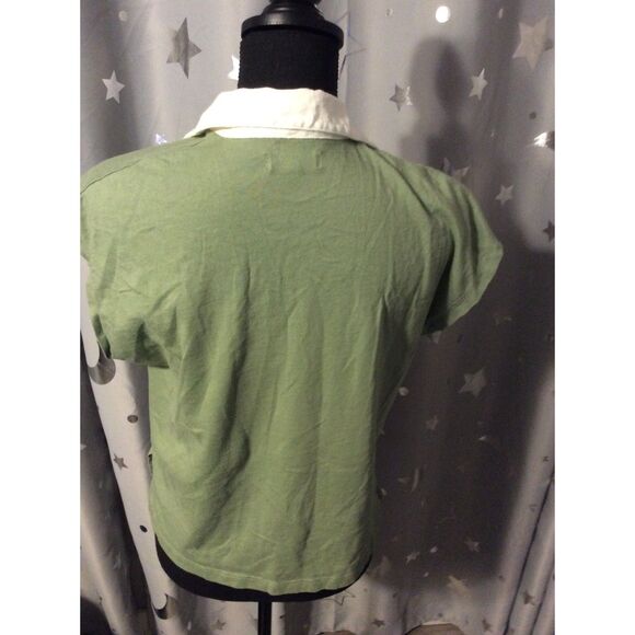 Madewell Green Collar Soft Top Size Small S womens Polo Tee V Neck - Picture 2 of 5